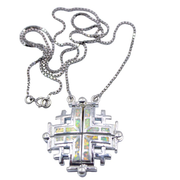 Silver Jerusalem Cross that opens to necklace - Picture 2 of 15